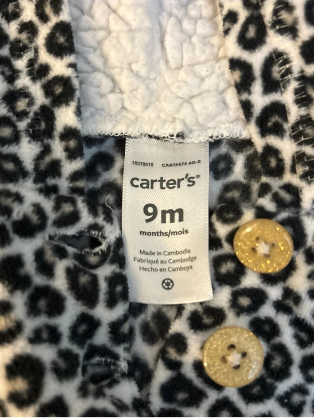 Carter's Black and White Leopard Print Baby Jacket